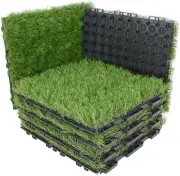 Interlocking Artificial Turf Grass Tiles, Fake Grass Deck Tiles for Patio, Self-