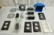 NIP ELECTRICIANS Lot Outlet Terminal, Metal Box, Outlet Cover, Light Switch LOT