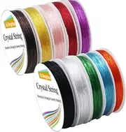 EuTengHao 10 Packs Crystal String 0.8mm Elastic String Elastic Cord Stretchy Bracelet String Bead Cord for Bracelet, Beading Jewelry Making（10 Colors, 150m）