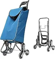 Carts,Shopping Trolley Cart Shopping Cart with Wheels Foldable Lightweight Grocery Cart with 6 Wheels for Stair Climtrolley Shopping Cart/Blue/35L