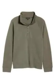 Vince Men's Quarter Zip French Terry Cotton Pullover Sweater