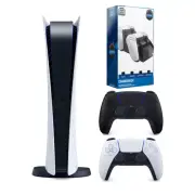 Sony Playstation 5 Digital Version w/ Extra Controller, Charging Station Bundle