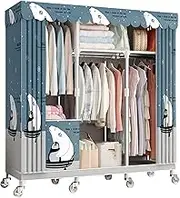 Portable Wardrobe Wardrobe,Portable Canvas Wardrobe with Hanging Rail,Fabric Clothes Closet Storage Organizer for Bedroom,Living Room Clothes Rack