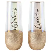 Wedding Gifts for Bride and Groom Mr and Mrs Stemless Wine Glasses Toasting Set