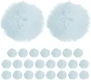 uxcell 25-Pack Faux Fur Pom Poms, 1.2 Inch/ 1.6 cm Soft Fluffy Pompoms Balls Faux Rabbit Fur with Elastic Loop for Hats/Bags/Keychains/Knitting Accessories/DIY Crafts [Light Blue]
