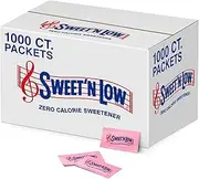 Sweet'N Low Zero Calorie Sweetener Packets, 1000 Ct, Kosher & Gluten Free, Low Glycemic Index, Individual Tea and Coffee Sweetener Packets