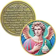 Archangel Raphael Healing Coin with Prayer – Spiritual Protection Token, Motivational Challenge Coin for Peace and Guidance