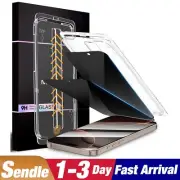 2x Easy Install PRIVACY Glass Screen Protector For iPhone 16 15 14 Pro Max 13 12