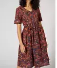 brand new gorman dragonfly embroider brown cotton dress Sz 14