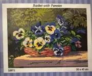 needlepoin tapestry gobelin canvas only 30x40 cm Pansies