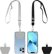 YUXIANLB 2 Sets Adjustable Phone Lanyard Neck Strap, Universal Mobile Phone Lanyard with Adhesive Tether Tabs, Cell Phone Neck Crossbody Lanyard and Phone Patches Compatible with Most Smartphones,