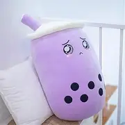 Bubble Tea Cup Plush Toy Soft Stuffed Boba Mile Tea Throw Pillow (M 35cm,Purple Taro)