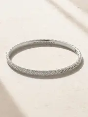 [David Yurman] David Yurman - Sculpted Cable 18-karat White Gold Diamond Bangle - M M Gold