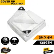 Instahut Tarpaulin Tarp Canvas Camping Poly Tarps Heavy Duty Cover 135gsm Clear
