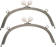 TOBBOMEY Sturdy Iron Rare Pearl Clasp Purse Frame 2pcs Floral Design Bag Making