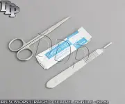 IRIS MICRO SCISSORS STRAIGHT 4.5" + SCALPEL HANDLE #3 + 5 SURGICAL BLADES #10