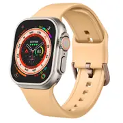 For Apple Watch Series 3,38-mm Case,Pin Buckle Silicone Watch Band,Light Orange