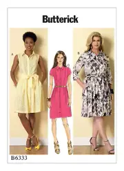 Butterick Sewing Pattern B6333 Misses Dress Shirtdress Sash Sizes 8-16 FF UNCUT