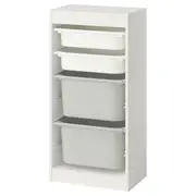 TROFAST storage combination with boxes, white white/grey, 46x30x95 cm
