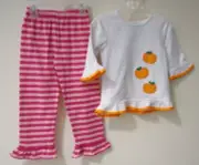 NWT Classic Whimsy Pink Stripe Knit Pumpkin Outfit Girl's Size 2T