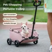 Pink Compact Foldable Pet Stroller for Dogs and Cats – Lightweight Travel Pushch
