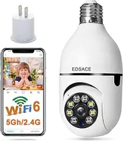 EDSACE 5G Light Bulb Security Camera WiFi Dual Band,360 Degree 1080P Wireless Indoor Full Color,Smart Dome Camera with Auto Tracking, Light Socket Surveillance PTZ Camera
