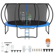 VEVOR 14FT Trampoline, 450 lbs Trampoline with Enclosure Net, Ladder, and Curved Pole, Heavy Duty Trampoline with Jumping Mat and Spring Cover Padding