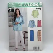 New Look 6292 Tunic w Shirttail Hem, Split Neck & Pull-On Pants Sz 10-22 UNCUT