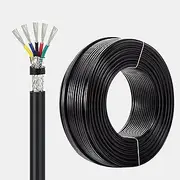 5 Conductor 28-16 AWG Shielded Wire UL Braided Tinned Copper Core PVC Cable Low Voltage Cable for Outdoor Lighting Automotive Batteries Solar Panels(50ft,28AWG-5C)