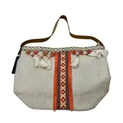 Chloe & Lex Canvas Tote Shoulder Bag Southwestern Tasseled Zip New