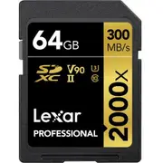 Lexar Professional 2000x SDXC 64GB - 300MB/s V90 UHS-II U3 Memory Card
