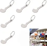 Shopping Trolley Remover 6 pcs, Stainless Steel Trolley Token with Key Ring for Shopping Trolley (Silver)