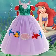 Little Mermaid Princess Ariel Aqua Princess Dress Costume Flower Girl Dress Movie TV Theme Costumes Movie Cosplay for Girls' Kid's Carnival World Book Day Perf