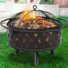 Portable Fire Pit and BBQ Grill Table Outdoor Metal Fireplace Heater 32" Black