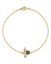 Bloomingdale's Fine Collection Black & White Diamond Bumble Bee Bracelet in 14K Yellow Gold