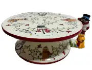 TEMP-TATIONS PEDESTAL CAKE STAND SERVER 13” Winter Whimsy Snowman Figure New