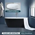 1500mm 1700mm Freestanding Matt Black White Spa Bath Tub Acrylic Oval Bathtub