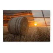 Sun Setting Straw Bales in A Field Print 100% Australian Made 120 x 90cm (Acrylic)