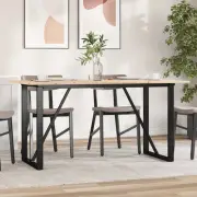 Dining Table Coffee Side End Table O-Frame Solid Wood Pine and Steel vidaXL