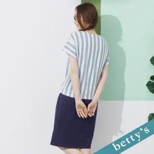 【betty’s 貝蒂思】條紋拼接水果印花洋裝(淺藍)