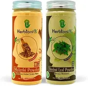 HerbtoniQ 100% Natural Mulethi Powder (Glycyrrhiza Glabra/licorice Root) 150g And Brahmi Leaf Powder (Bacopa Monnieri) 150g For Face Pack And Hair Pack