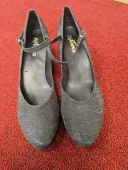 Dance Ballroom Waltz Shoes So Danca BL116 Black Silver Sparkle Low Heel Size 7.5