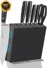 7Pc Black Magnetic Knife Block Set w/ Ultra Sharp Knives & Shears – Space Saving