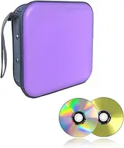 Augeny 48 Capacity CD Case, Portable DVD Hard Plastic Case Holder, Wallet Disc Storage Binder for Car, Home, Travel, Carrying Organizer, Universal Protective DVD Storage Zipper Box (Light Purple)