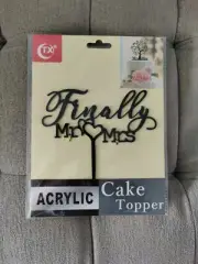 Finally Mr & Mrs Acrylic Cake Topper - Black