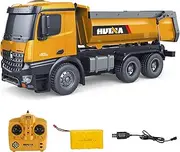 Fistone RC Dump Truck 1/14 Scale 10 Channel Alloy Die-cast 2.4G Remote Control Construction Vehicles Toys with Lights for Kids and Adults