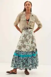 Anthropologie Floral Patchwork Maxi Skirt new size M new nwt