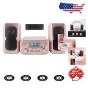 Stylish Rose Gold 3-Piece Stereo System with Bluetooth, Remote & Easy Operation