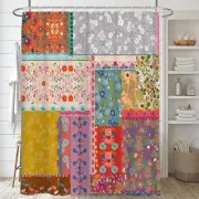 Boho Patchwork Shower Curtains for Bathroom Bohemian Style Stitching Colorful...
