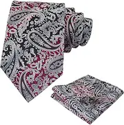 [Luckyvestir] Men's Tie Sets, Mens Ties and Pocket Square Sets with Cufflinks/Tie Bar, Fashion Neckties for Wedding Business
